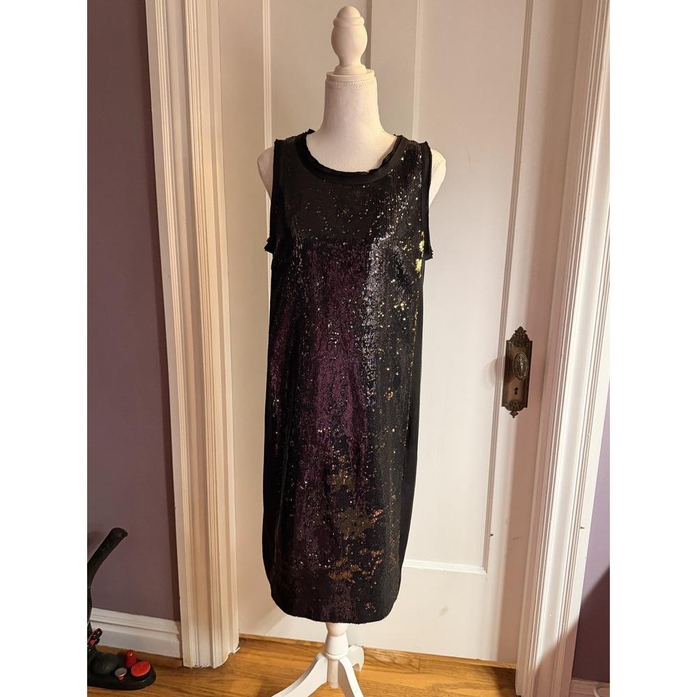 Michael Kors Sleeveless‎ Black Gold Flip Sequin Cocktail Party Dress Size 10 NWT